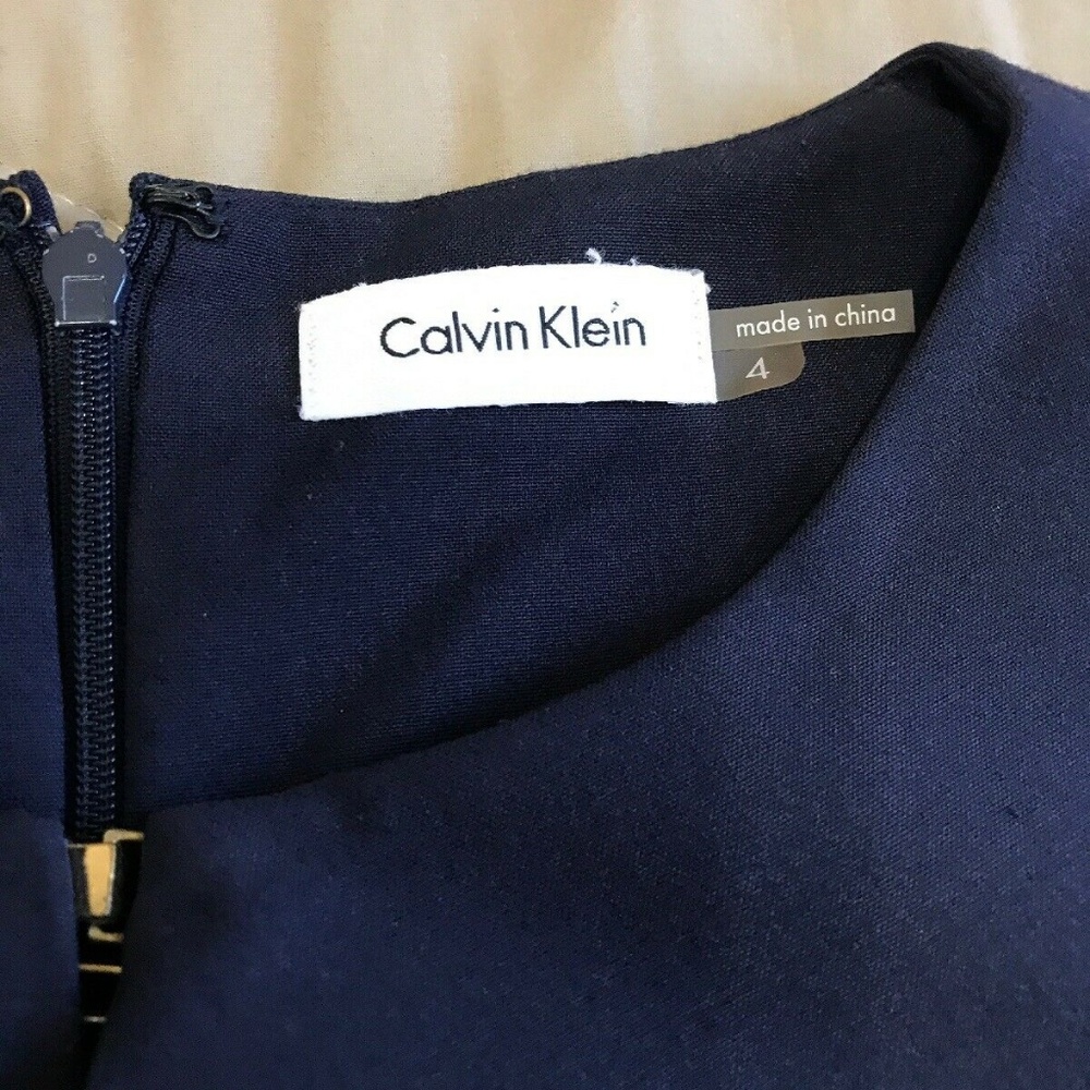 Calvin Klein Blue Dress w Belt - Size 4 - Picture 2 of 6